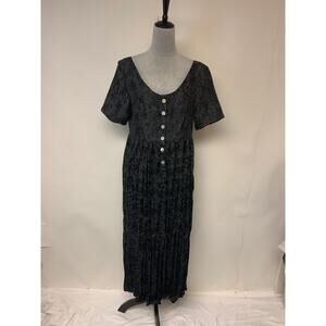 Jonathhan Martin Maxi Dress 90s Whimsigoth Tonal Floral Pleated Womens 7/8